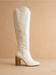The Stephanie White Knee-High Boot