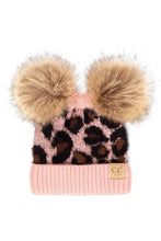 Load image into Gallery viewer, C.C Leopard Double Pom Beanie Hat for Baby: Light Melange Gray
