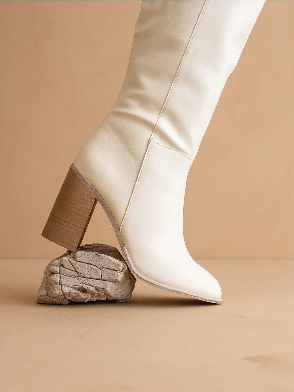 The Stephanie White Knee-High Boot