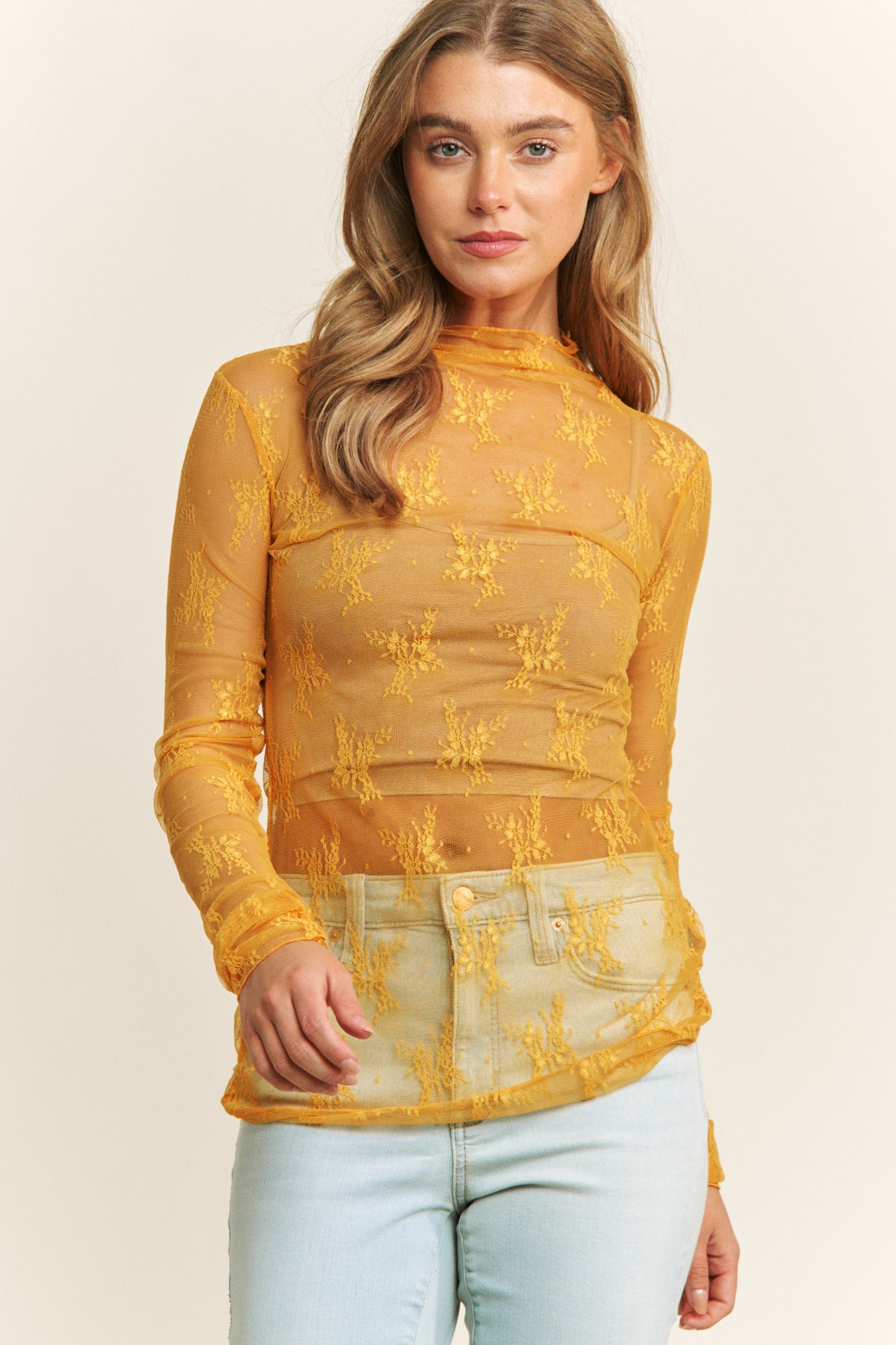 Golden Grace Lace Top