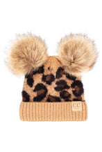 Load image into Gallery viewer, C.C Leopard Double Pom Beanie Hat for Baby: Light Melange Gray
