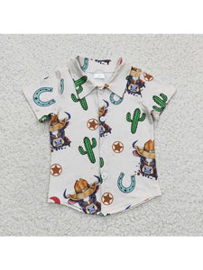 Cowboy Cow Western Button Up