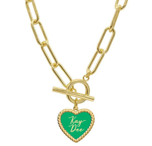 Kappa Delta Enamel Heart Charm Necklace