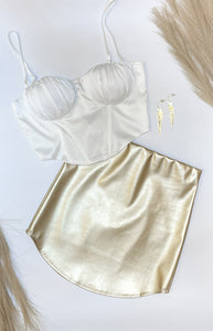 Look This Way Mini Skirt in Gold