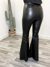 Load image into Gallery viewer, Ask Around Black Leather Flare Pant

