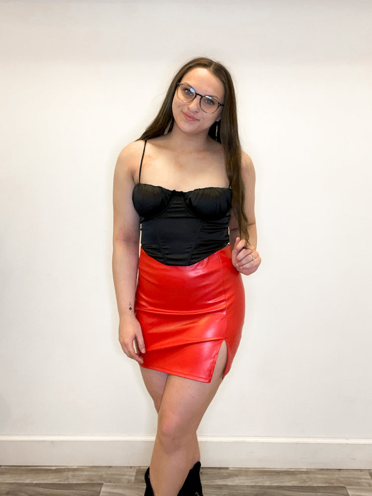 A Better View Red Mini Skirt