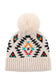 C.C Aztec Pattern Kids Hat with Soft Faux Fur Pom: Beige