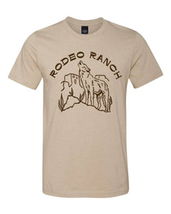 Rodeo Ranch Coyote Short Sleeve Shirt in Heather Tan