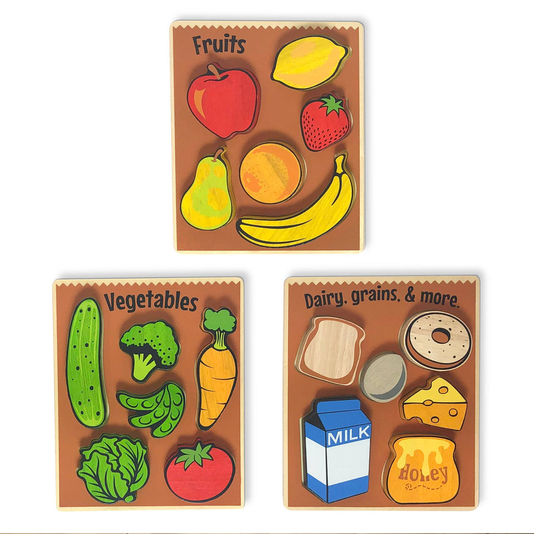 Grocery Puzzles 3-Pack - Chunky Pieces 6 piece Puzzles