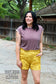 Mustard Vetiver Velvet Shorts