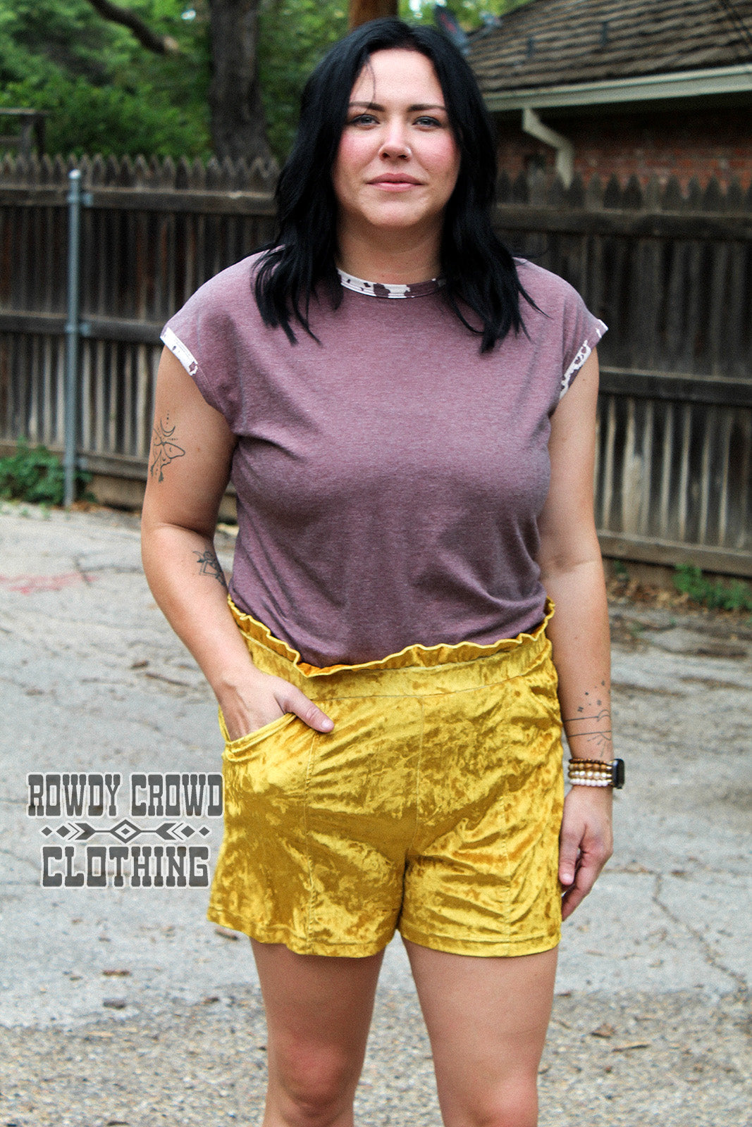 Mustard Vetiver Velvet Shorts