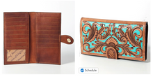 Load image into Gallery viewer, Tooled Turquoise Wallet
