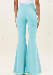 She's Trendy in Turquoise Flare Jean