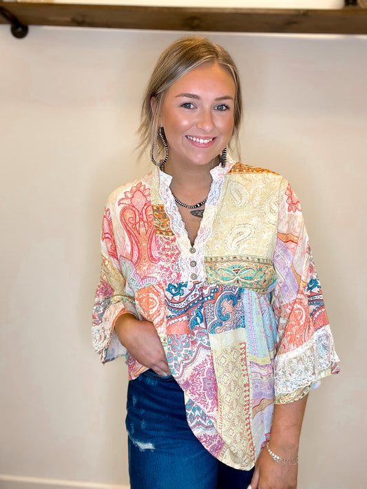 Gypsy Flow Pastel Print Top